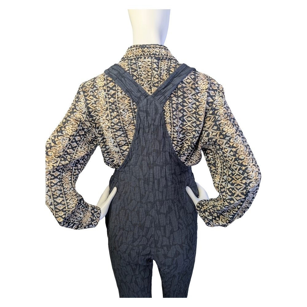 Smash + Tess x Hilary Duff Overalls Textured Black Cotton Linen  | S&T | Size XS - Picture 10 of 14
